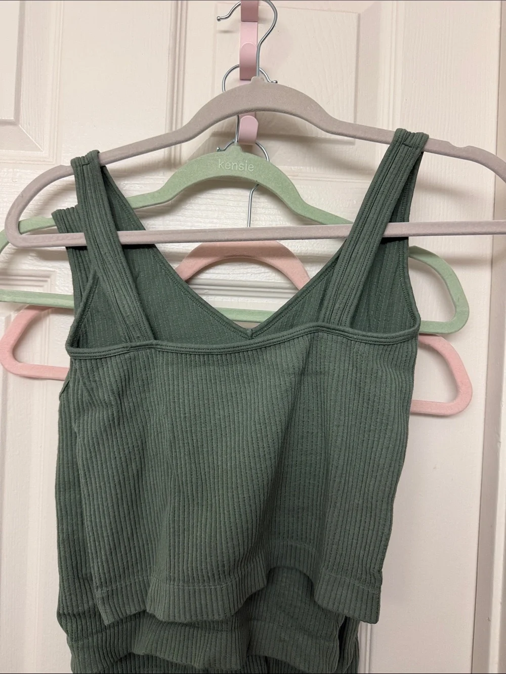 Free people Ribbed V-Neck Tank Top in Olive Green